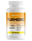 Pure Food TURMERIC with Ginger - 60 Capsules Unflavored Pure Food Digestive Health 