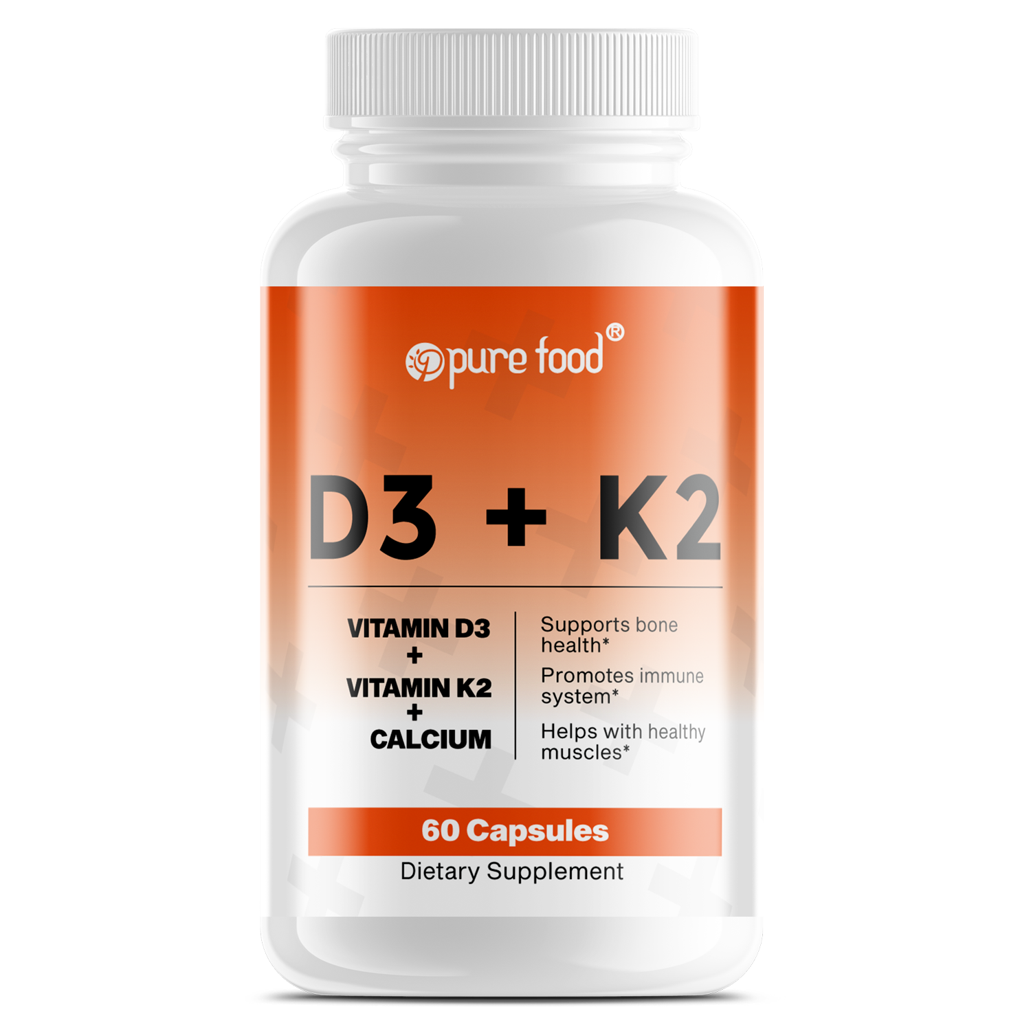 Vitamin D3 + K2 + Calcium - 60 Capsules