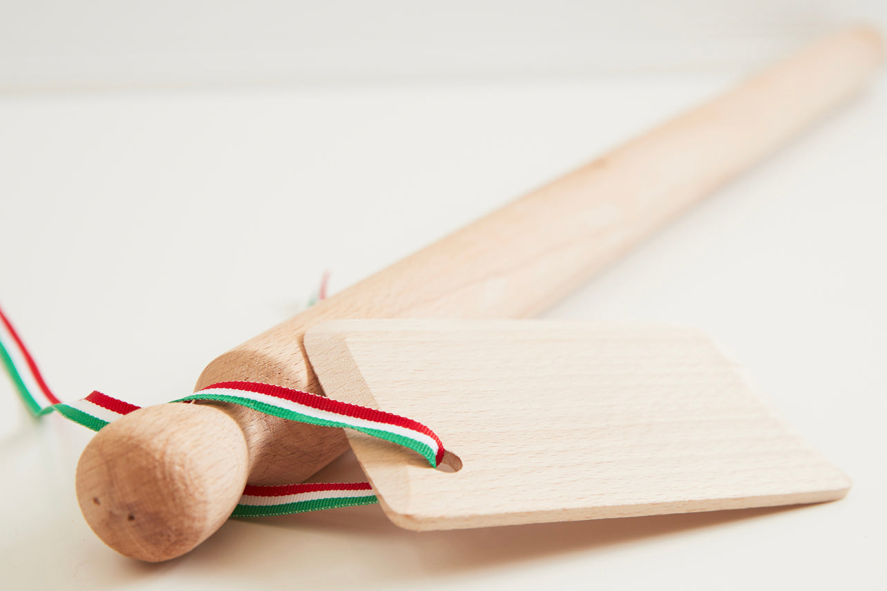 Italian Mattarello Pasta Rolling Pin and Dough Scraper Set