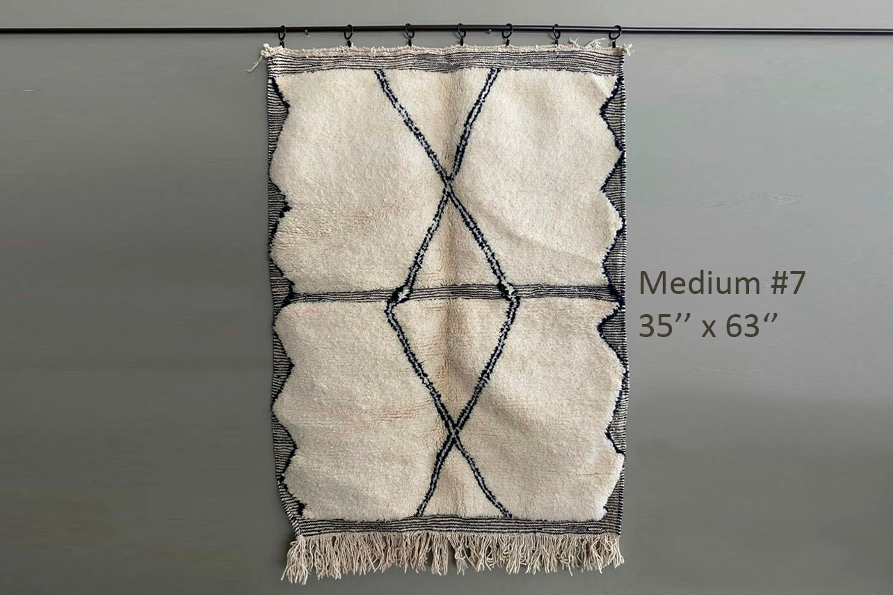 Moroccan Beni Ourain Berber Rug - Handmade - Medium Size