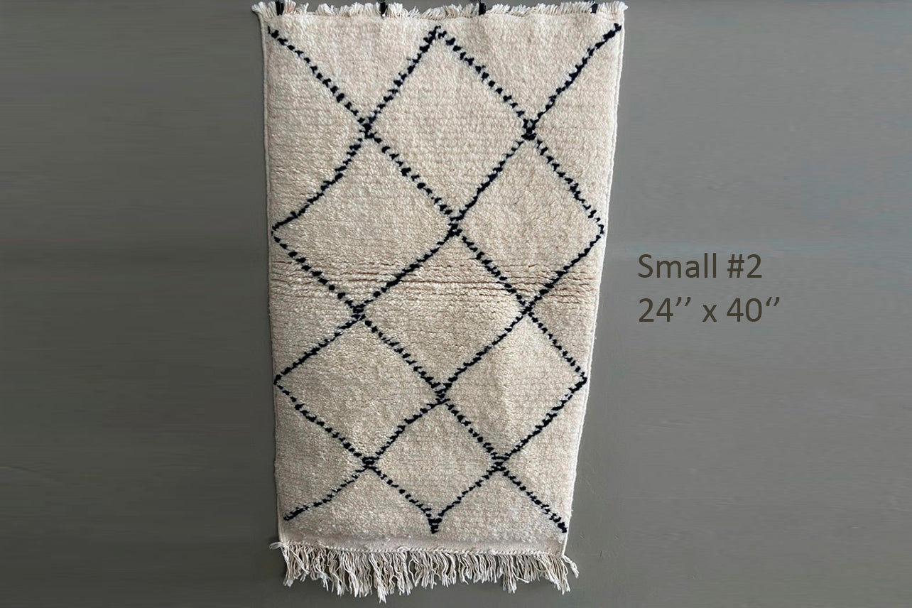 Moroccan Beni Ourain Berber Rug - Handmade - Small Size