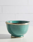 Moroccan Glazed Bowls with Berber Silver Trim Bowls Verve Culture Teal 