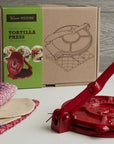 Tortilla Press Kit - Red Cast Iron with Servilleta Tortilla Press Verve Culture 