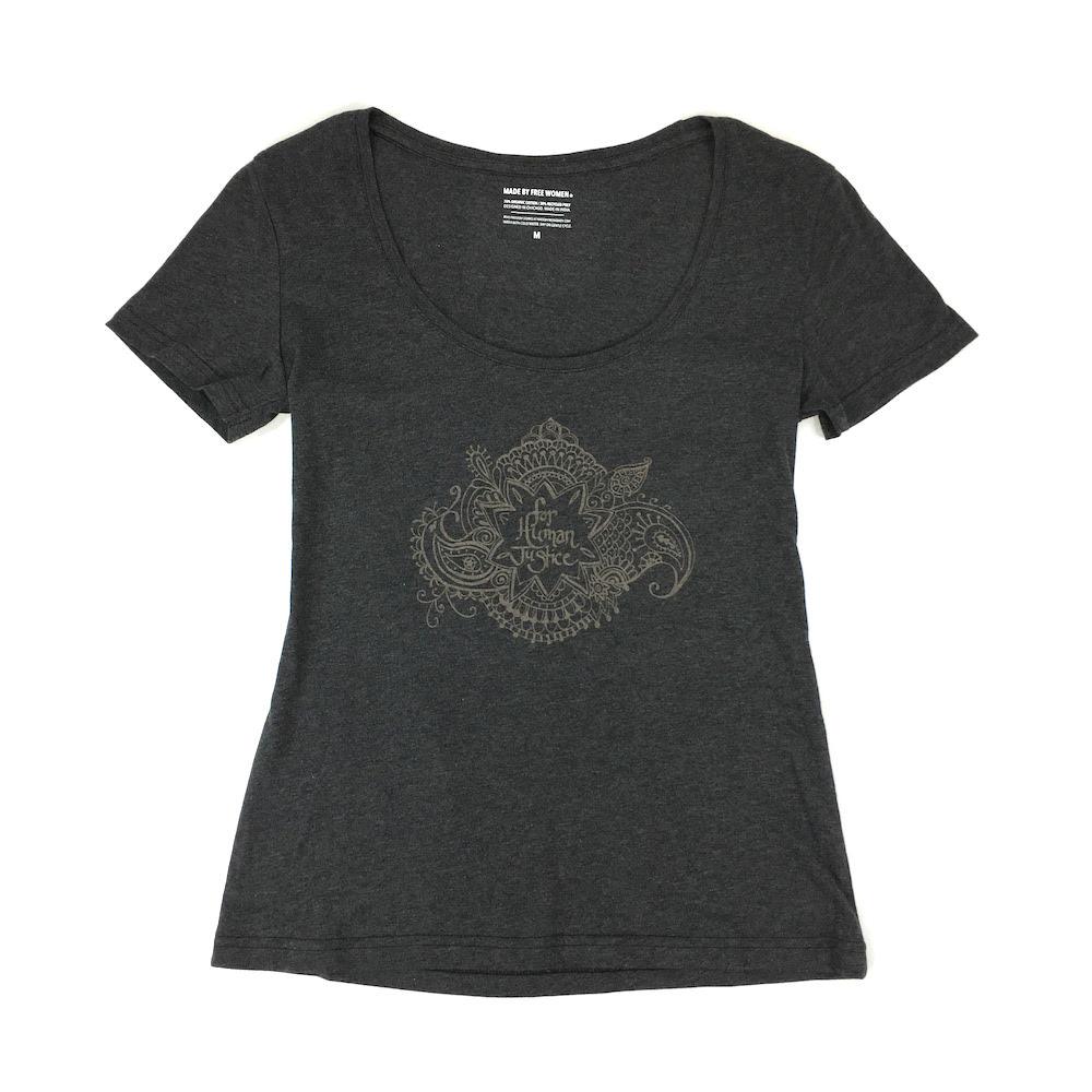 WOMENS CHARCOAL FOR HUMAN JUSTICE TAUPE HENNA T-Shirt Made Free 