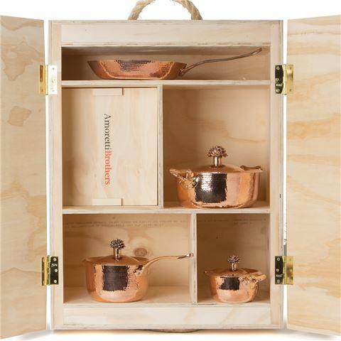 Copper Cookware Set of 11 with Flower Lid Cookware Bundles Amoretti Brothers 