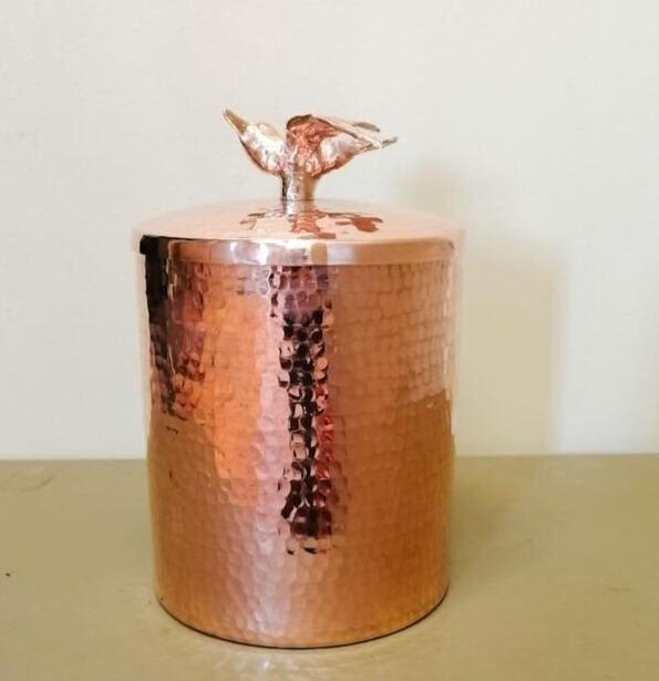 Copper Canister with Bird Knob - Large Canisters Amoretti Brothers 
