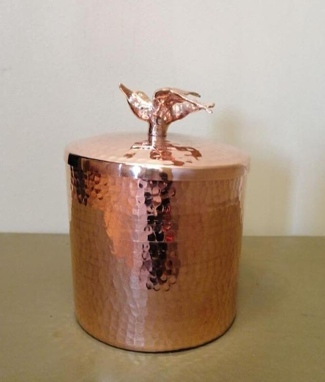 Copper Canister with Bird Knob - Medium Canisters Amoretti Brothers 