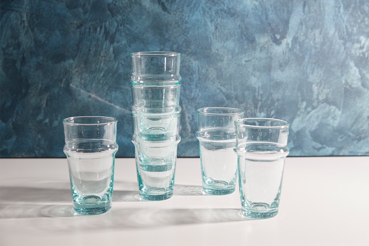 Moroccan Beldi Glassware - Set of 6 Glassware Verve Culture Clear 