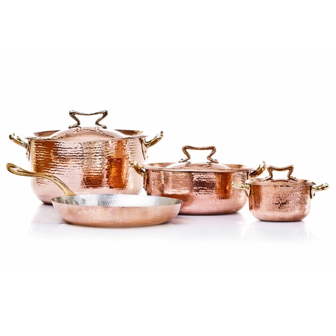 Copper Cookware 7-pcs Set w Standard Lid Cookware Bundles Amoretti Brothers 