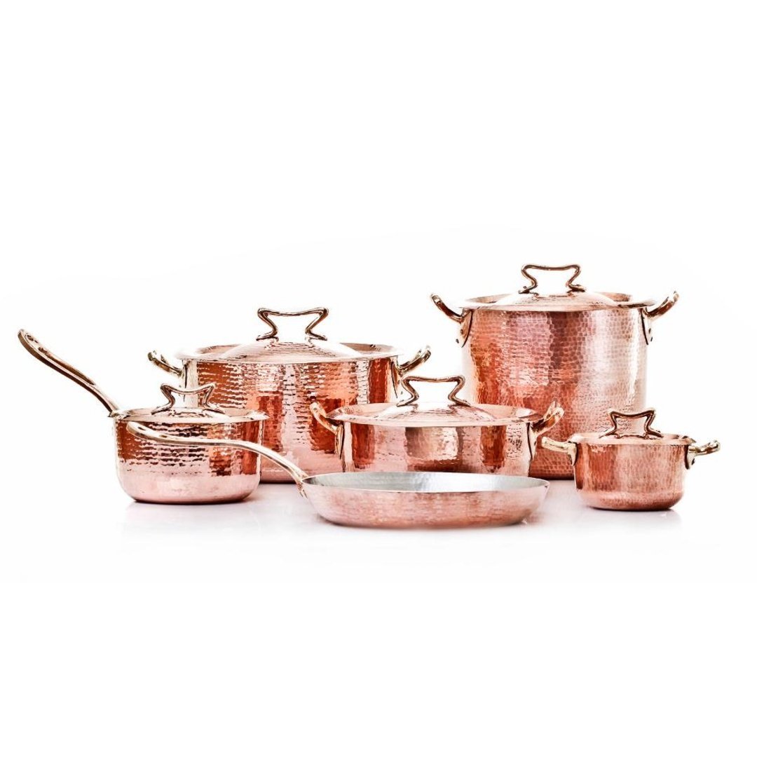 Copper Cookware Set of 11 w Standard Lid Cookware Bundles Amoretti Brothers 