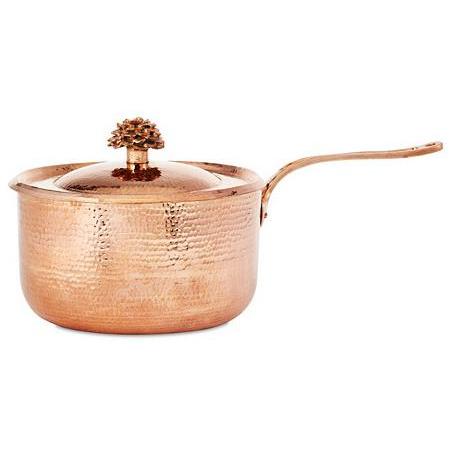 Copper Saucepan 2.8 qt with Flower Lid Saucepans Amoretti Brothers 