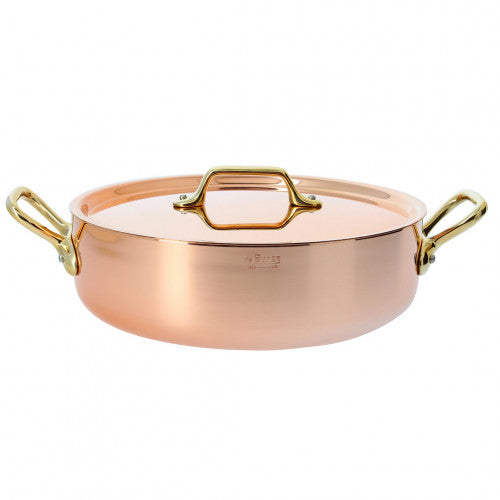 INOCUIVRE SERVICE Copper Round Sauté Pan with Brass Handles