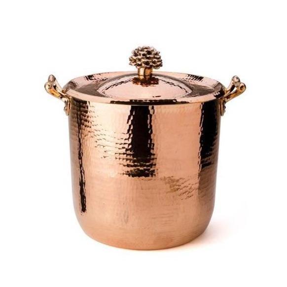Copper Stockpot 20 Qt with Flower Lid Stock pots Amoretti Brothers 
