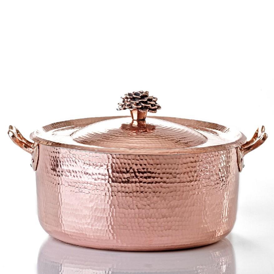 Copper Dutch Oven 15 qt with Flower Lid Dutch Ovens Amoretti Brothers 