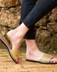 Love Wins Gold Slide Women's Sandals Deux Mains 