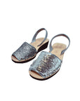 Menorquina Silver Sequence Heel Heeled Sandals Handmade Barcelona 