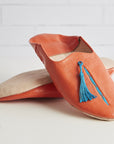 Moroccan Leather Slippers Slippers Verve Culture Small (6-7) Orange-Blue 