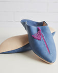Moroccan Leather Slippers Slippers Verve Culture Small (6-7) Teal-Fuchsia 