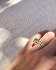 DOUBLE PETITE COMETE RING EMERALD AND DIAMOND Rings Nayestones 