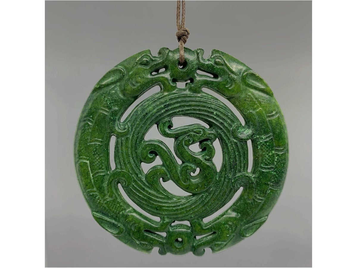 Handcarved Nephrite Jade Pendant Necklaces Verve Culture Green Dragon 2 