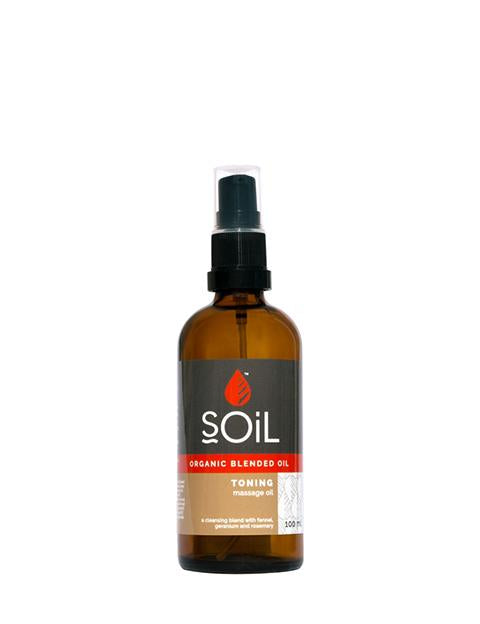 Organic Toning Massage Blended Oil 100ml Massage Oils Soil Organic Aromatherapy 