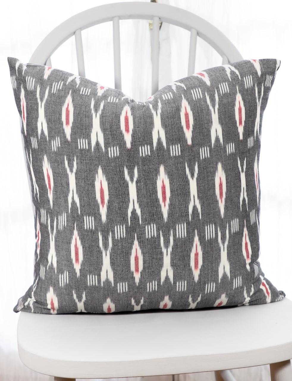 XO Grey &amp; Red Throw Pillow Cover