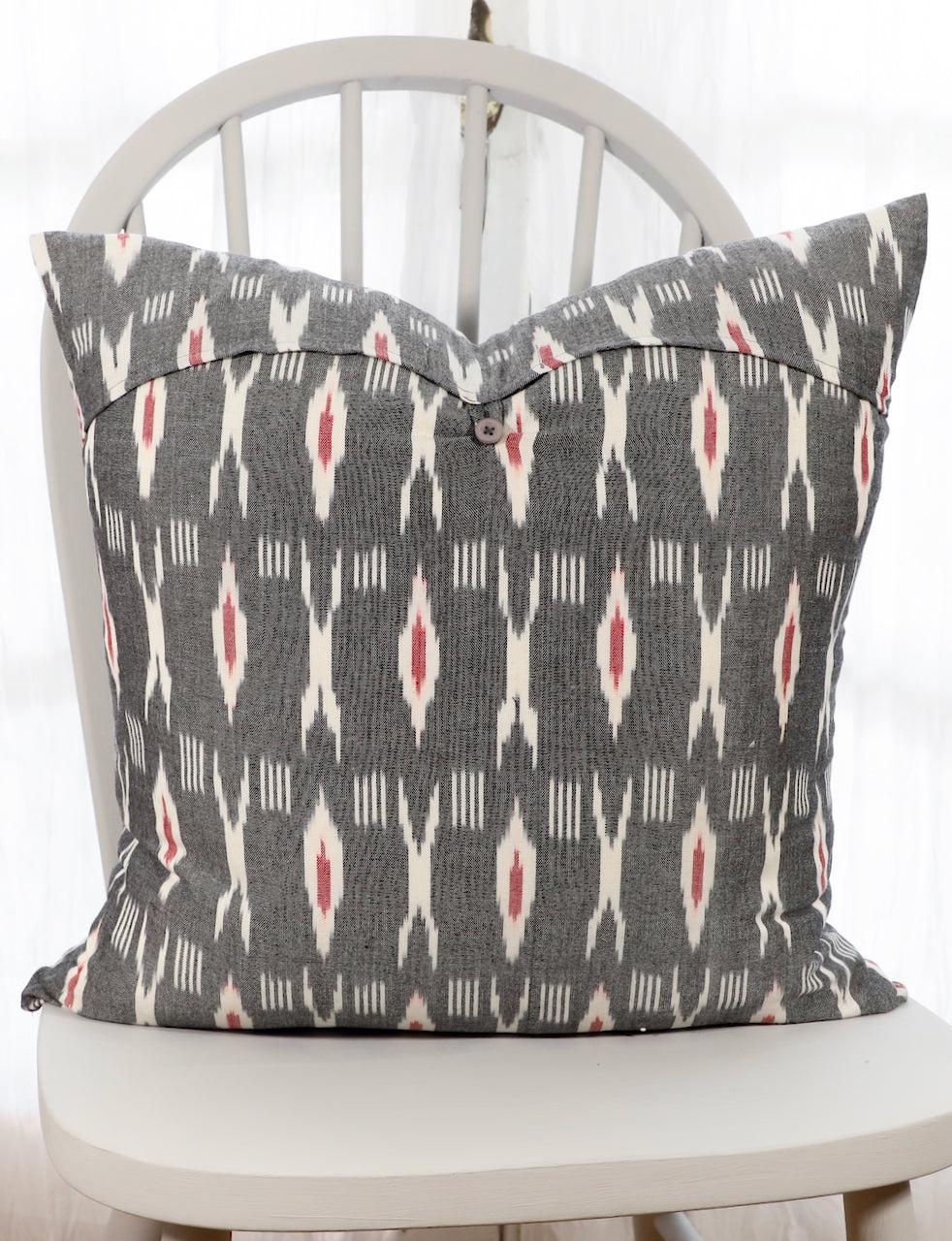 XO Grey &amp; Red Throw Pillow Cover